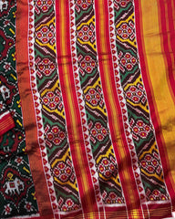 Red & Green Narikunj Twill Patola Saree