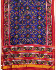 Red & Blue Navratan Twill Patola Saree