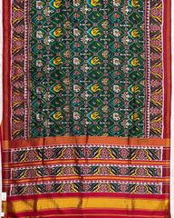 Red & Green Narikunj Twill Patola Saree