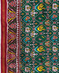 Red & Green Narikunj Twill Patola Saree