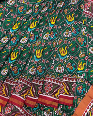 Red & Green Narikunj Twill Patola Saree