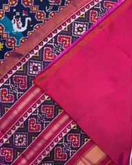 Pink & Blue Narikunj Twill Patola Saree