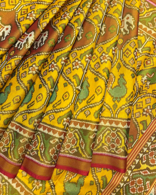 Red & Yellow Narikunj Matka Tissue Patola Saree