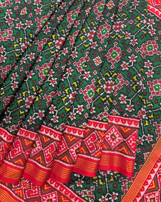 Red & Green Navratan Patola Saree