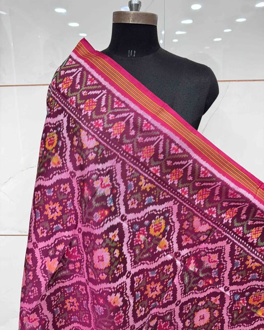 Pink Flower Patola Dupatta