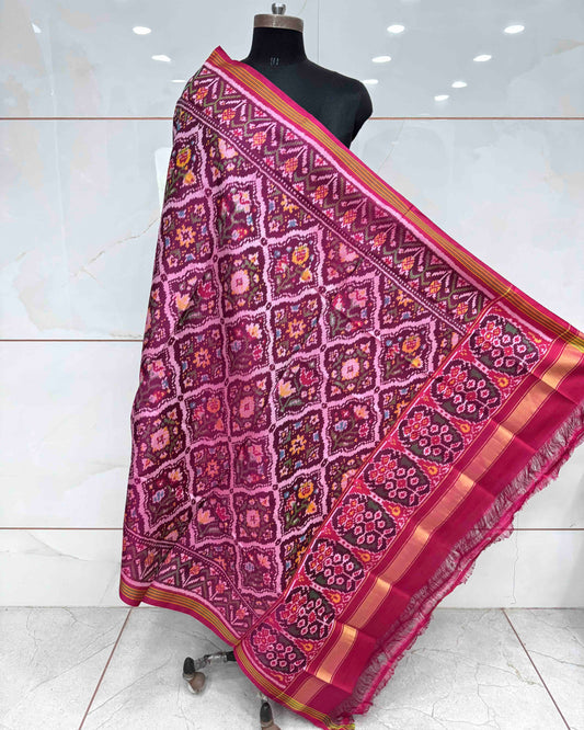 Pink Flower Patola Dupatta