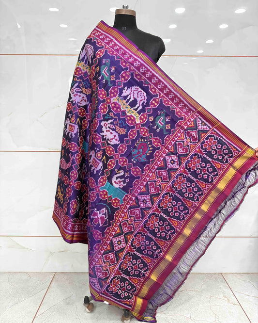 Purple & Blue Narikunj Patola Dupatta