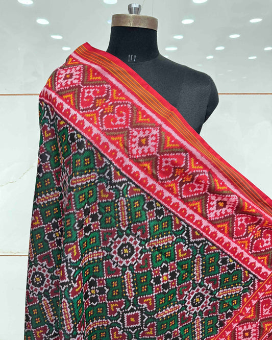 Red & Green Manekchowk Patola Dupatta