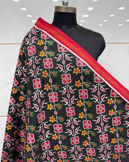 Red & Black Flower Patola Dupatta