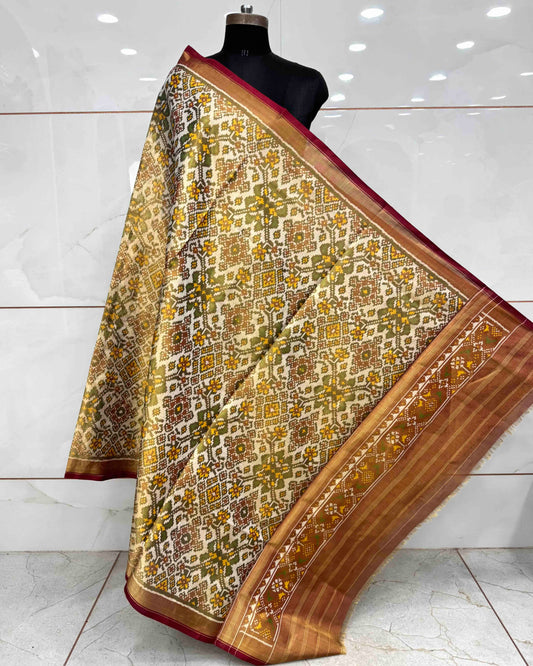 Red & White Navratan Tissue Patola Dupatta