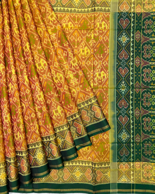 Green & Yellow Narikunj Patola Saree