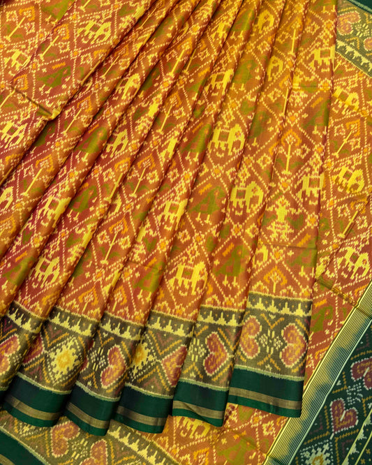 Green & Yellow Narikunj Patola Saree