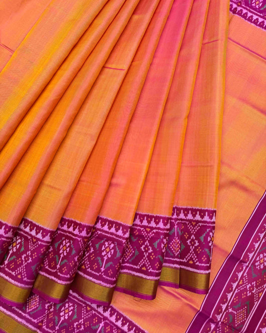 Pink & Peach Plain Patola Saree