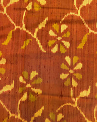 Rust Flower Leaves Raw Silk Patola Saree