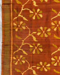 Rust Flower Leaves Raw Silk Patola Saree