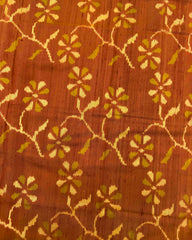 Rust Flower Leaves Raw Silk Patola Saree