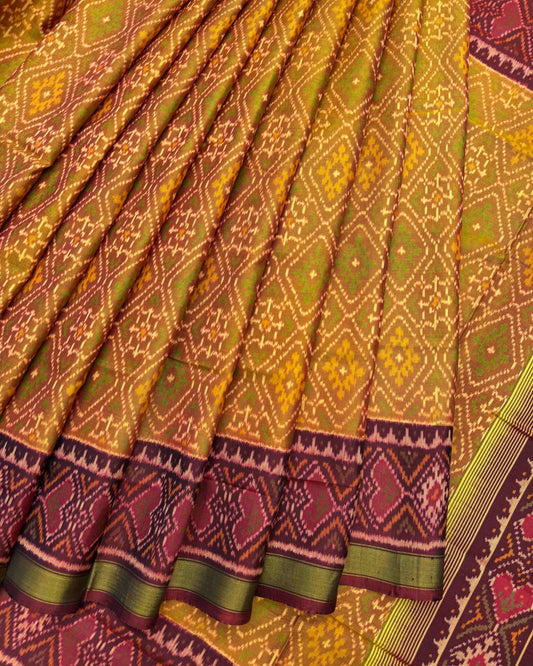 Maroon & Rust Panchanda Patola Saree