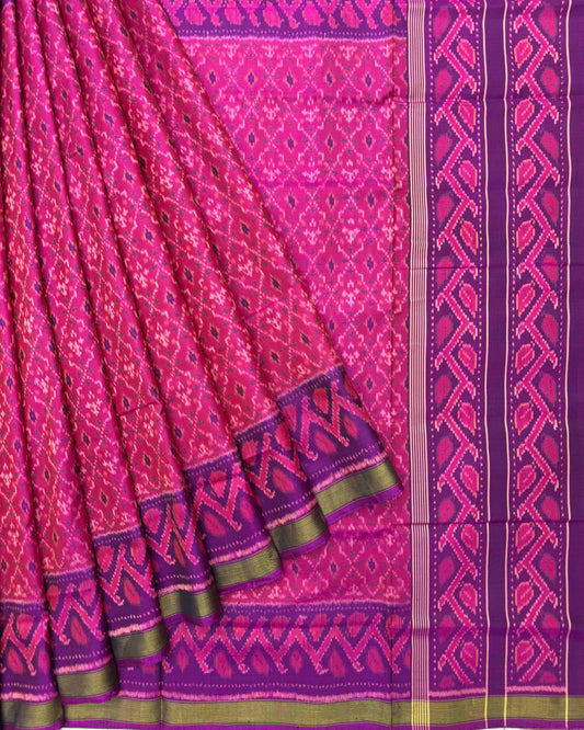 Purple & Pink Buttonful Patola Saree