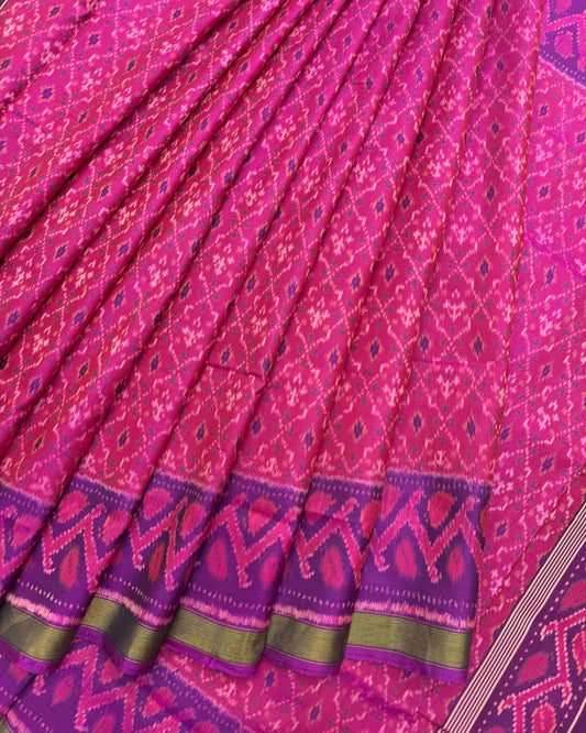 Purple & Pink Buttonful Patola Saree