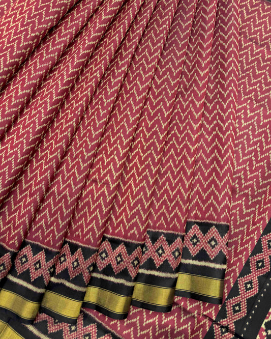 Black & Red Zig Zag Patola Saree