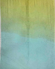 Sky Blue & Lemon Green Shaded Munga Silk Bandhani Saree