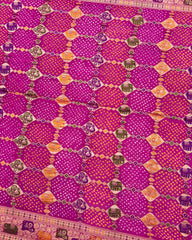 Pink & Purple Shaded Georgette Meenakari Bandhani Saree