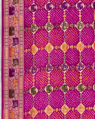 Pink & Purple Shaded Georgette Meenakari Bandhani Saree