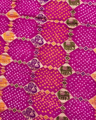 Pink & Purple Shaded Georgette Meenakari Bandhani Saree