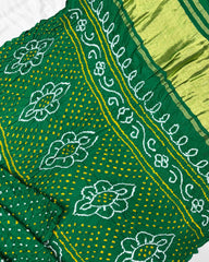 Green Gajji Silk Bandhani Saree