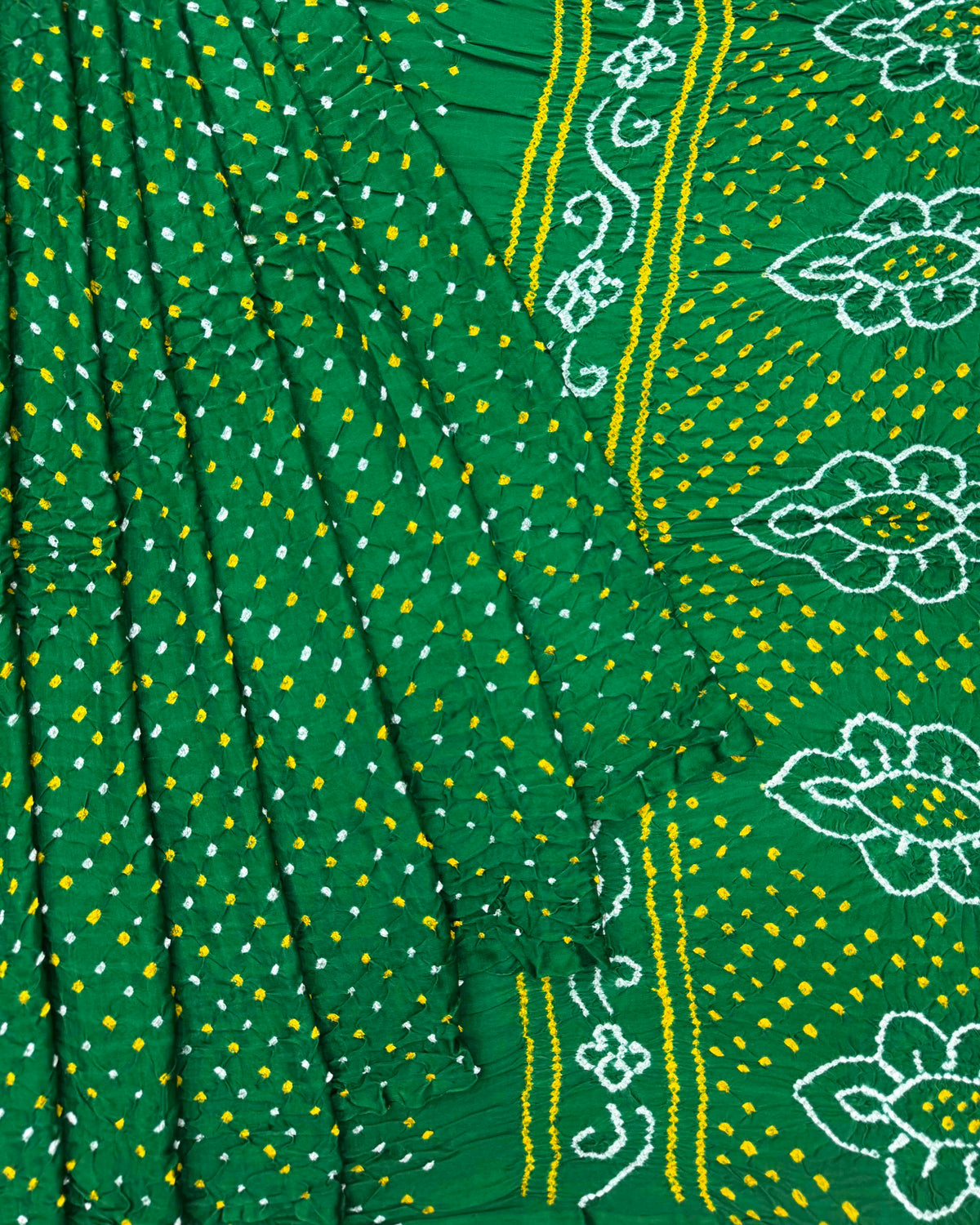 Green Gajji Silk Bandhani Saree