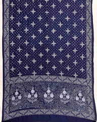 Indigo Blue Lakhnavi Work with Bandhej Bandhani Saree