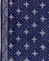 Indigo Blue Lakhnavi Work with Bandhej Bandhani Saree