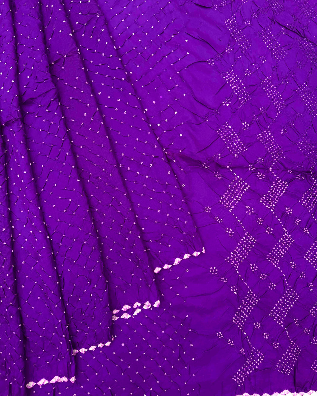 Purple Habotai Silk Bandhani Saree