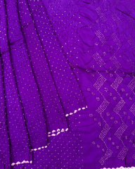 Purple Habotai Silk Bandhani Saree