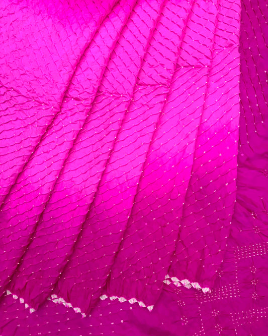 Pink Shaded Habotai Bandhani Saree