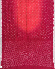 Pink & Peach Shaded Habotai Bandhani Saree