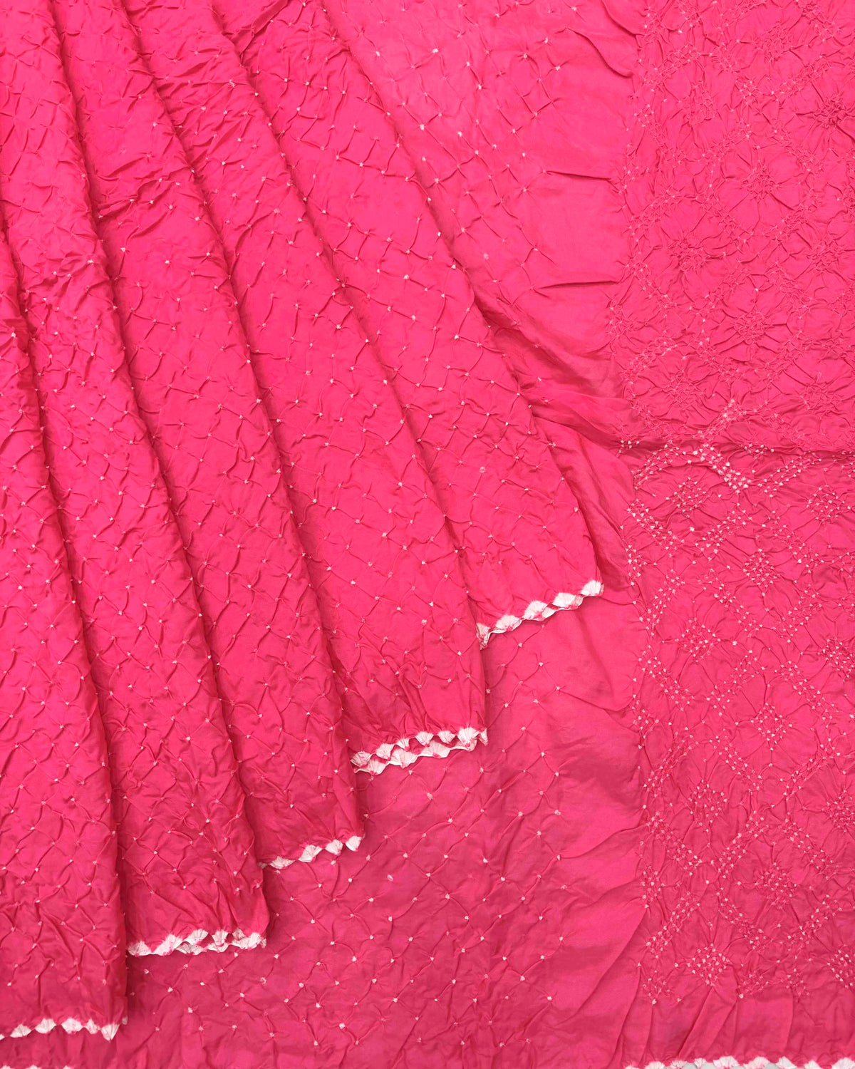 Peach Pink Habotai Bandhani Saree