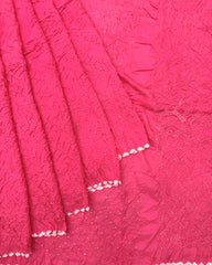 Peach Pink Habotai Bandhani Saree