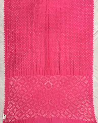 Peach Pink Habotai Bandhani Saree