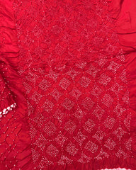 Red Habotai Bandhani Saree