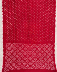 Red Habotai Bandhani Saree