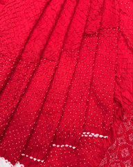 Red Habotai Bandhani Saree