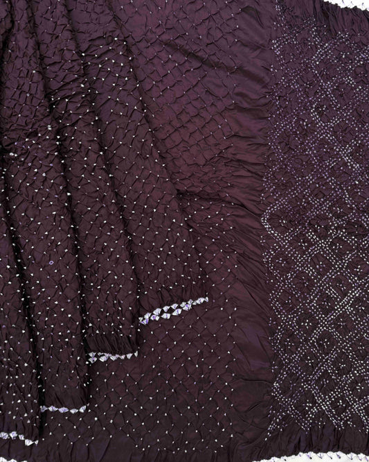 Wine Habotai Bandhani Saree