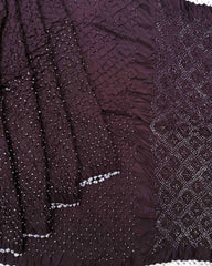 Wine Habotai Bandhani Saree