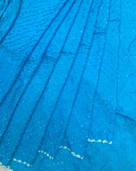 Sky Blue Habotai Bandhani Saree