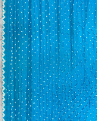 Sky Blue Habotai Bandhani Saree