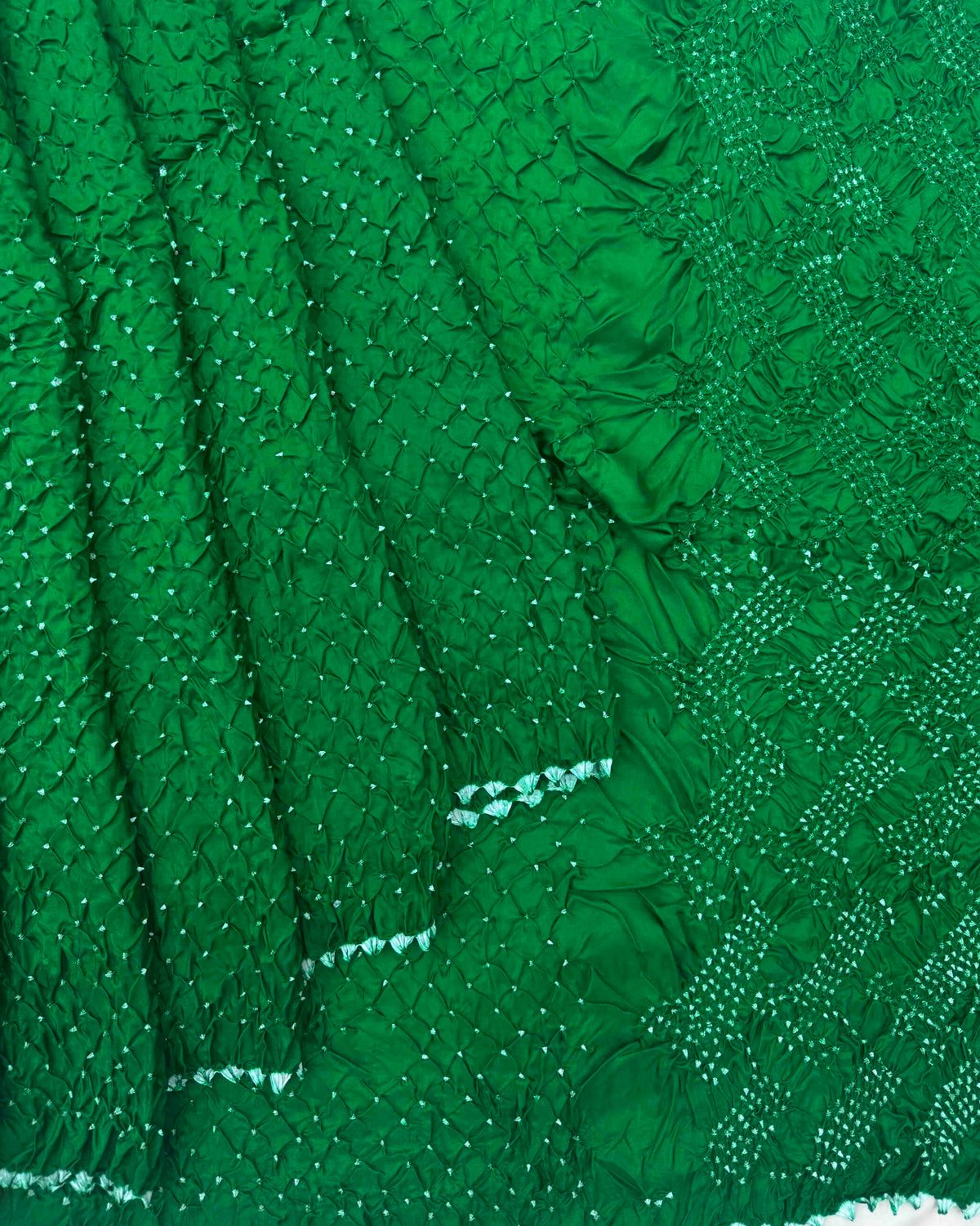 Green Habotai Bandhani Saree