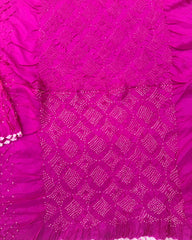 Pink & Yellow Shaded Habotai Bandhani Saree