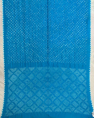 Sky Blue Habotai Bandhani Saree