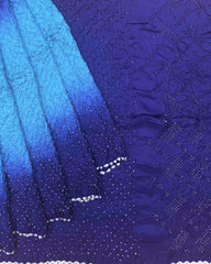 Purplish Blue & Sky Shaded Habotai Bandhani Saree